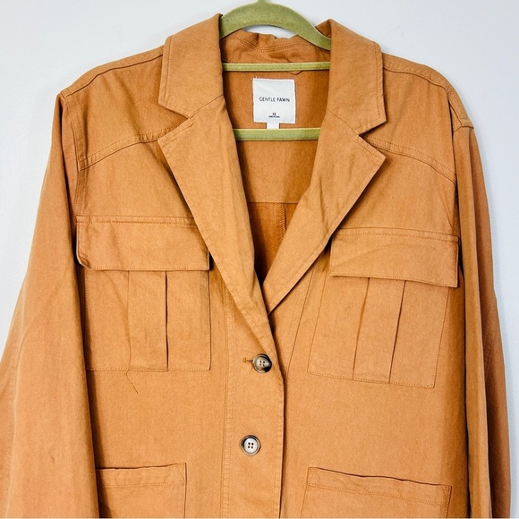 Gentle fawn Camel Button Up Raw Hem oversized Jacket Women Size XS - Picture 3 of 14